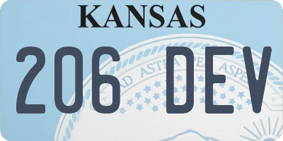 KS license plate 206DEV