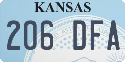 KS license plate 206DFA