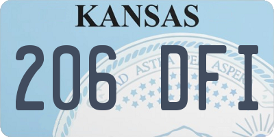 KS license plate 206DFI
