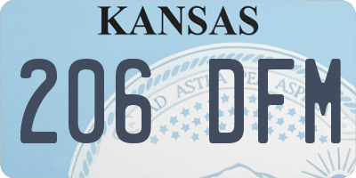 KS license plate 206DFM