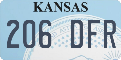 KS license plate 206DFR