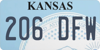 KS license plate 206DFW