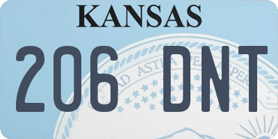 KS license plate 206DNT