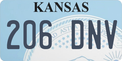 KS license plate 206DNV