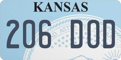KS license plate 206DOD
