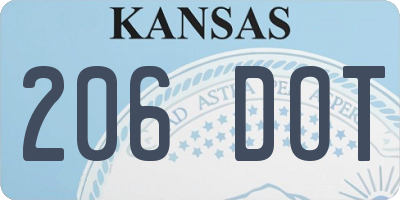 KS license plate 206DOT
