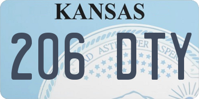 KS license plate 206DTY