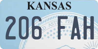 KS license plate 206FAH