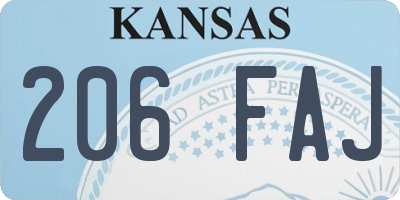 KS license plate 206FAJ