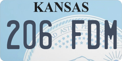 KS license plate 206FDM
