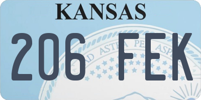 KS license plate 206FEK
