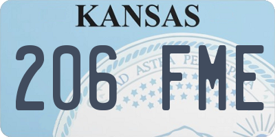 KS license plate 206FME