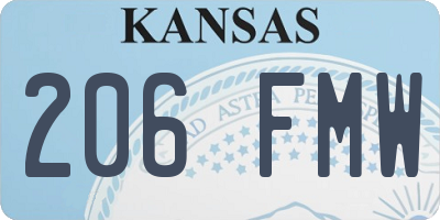 KS license plate 206FMW
