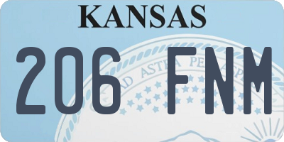 KS license plate 206FNM