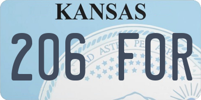 KS license plate 206FOR