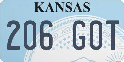 KS license plate 206GOT