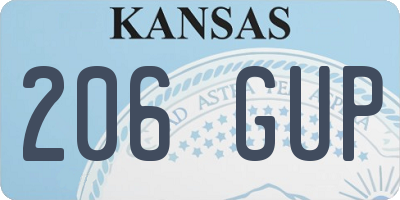 KS license plate 206GUP