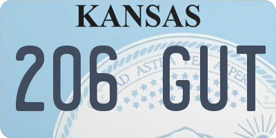 KS license plate 206GUT