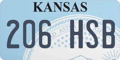 KS license plate 206HSB