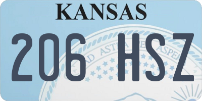 KS license plate 206HSZ