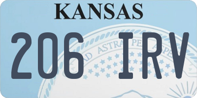 KS license plate 206IRV