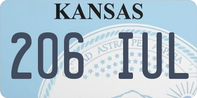 KS license plate 206IUL