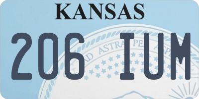 KS license plate 206IUM