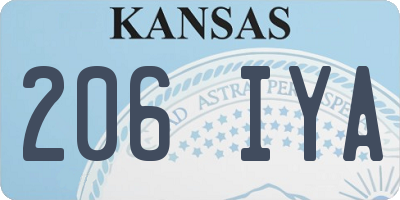 KS license plate 206IYA