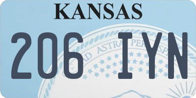 KS license plate 206IYN