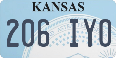 KS license plate 206IYO