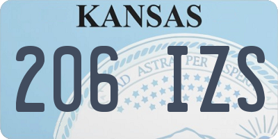 KS license plate 206IZS