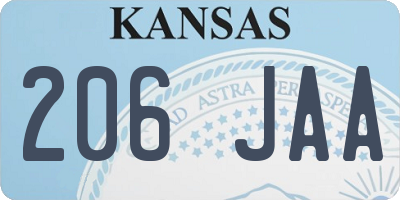 KS license plate 206JAA