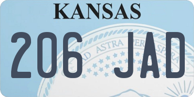 KS license plate 206JAD