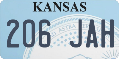 KS license plate 206JAH