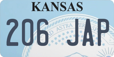 KS license plate 206JAP
