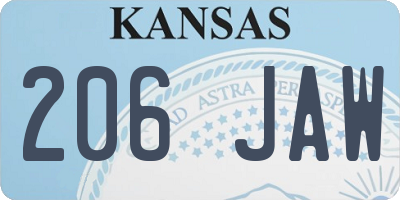 KS license plate 206JAW