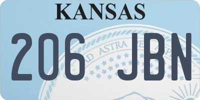 KS license plate 206JBN