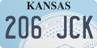 KS license plate 206JCK