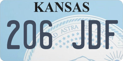 KS license plate 206JDF