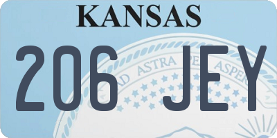 KS license plate 206JEY