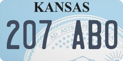 KS license plate 207ABO
