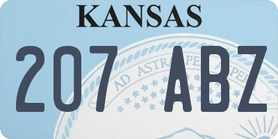 KS license plate 207ABZ