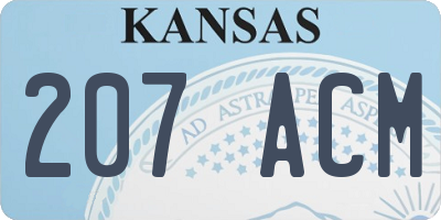 KS license plate 207ACM