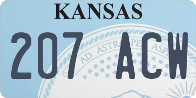 KS license plate 207ACW