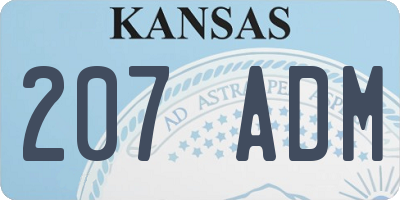 KS license plate 207ADM