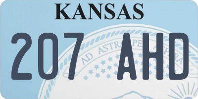 KS license plate 207AHD