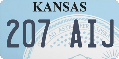 KS license plate 207AIJ