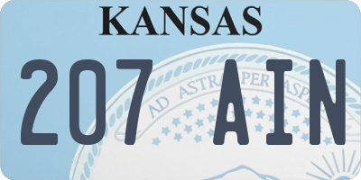 KS license plate 207AIN
