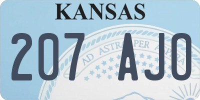 KS license plate 207AJO