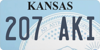 KS license plate 207AKI